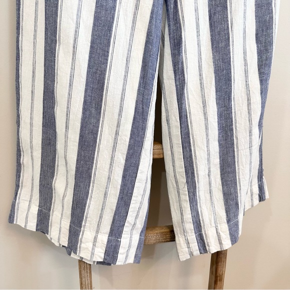 Madewell Huston Linen Blend Stripe Pull On Crop Pant Blue/White Size Med… - Picture 8 of 16